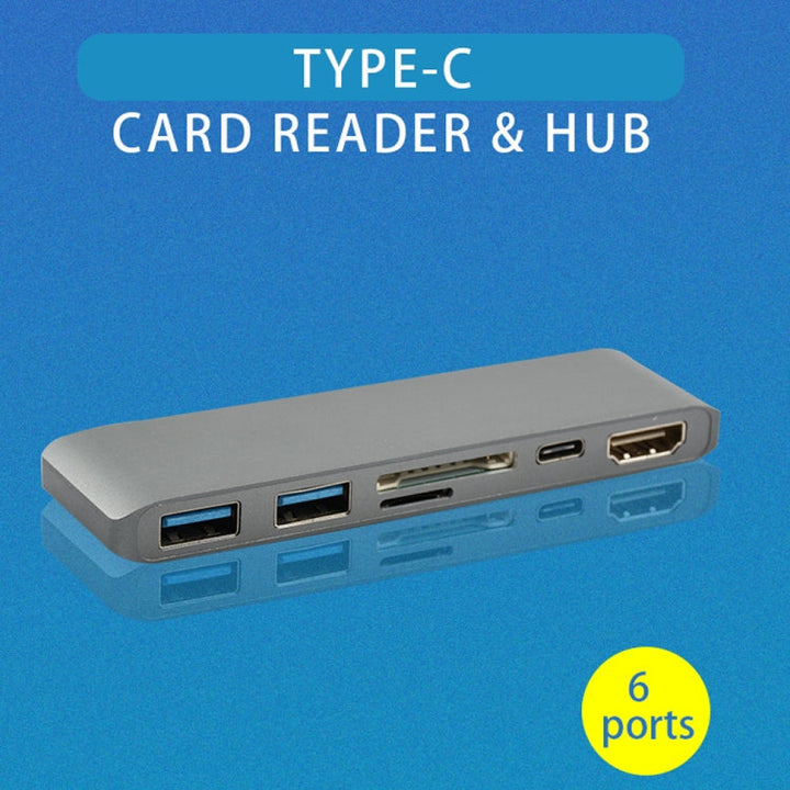 Lisslune | WS-15 6 in 1 Type-C to HDMI + USB 3.0 x 2 + SD + TF + PD HUB Converter