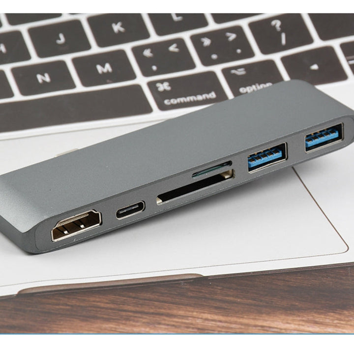 Lisslune | WS-15 6 in 1 Type-C to HDMI + USB 3.0 x 2 + SD + TF + PD HUB Converter