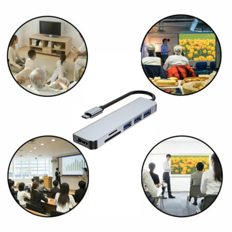 Lisslune | 6 in 1 Type C to 3 x USB ports + SD/TF + HDMI docking station