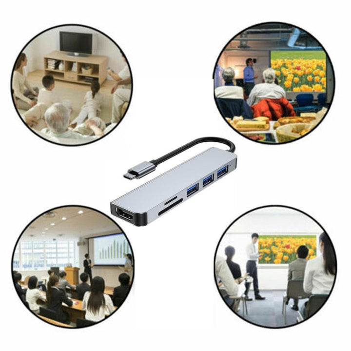 Lisslune | 6 in 1 Type C to 3 x USB ports + SD/TF + HDMI docking station