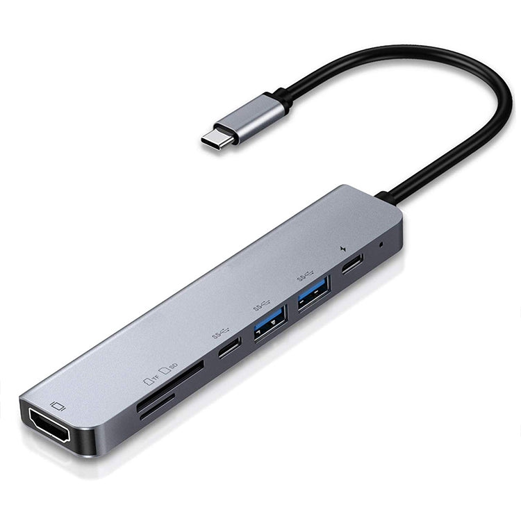 Lisslune | 7 in 1 Type-C to HDMI + SD/TF + 2 x Type-C + 2 x USB3.0 Multifunction Splitter Adapter