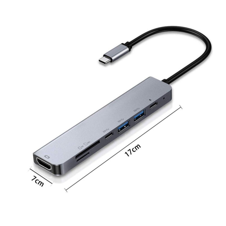Lisslune | 7 in 1 Type-C to HDMI + SD/TF + 2 x Type-C + 2 x USB3.0 Multifunction Splitter Adapter