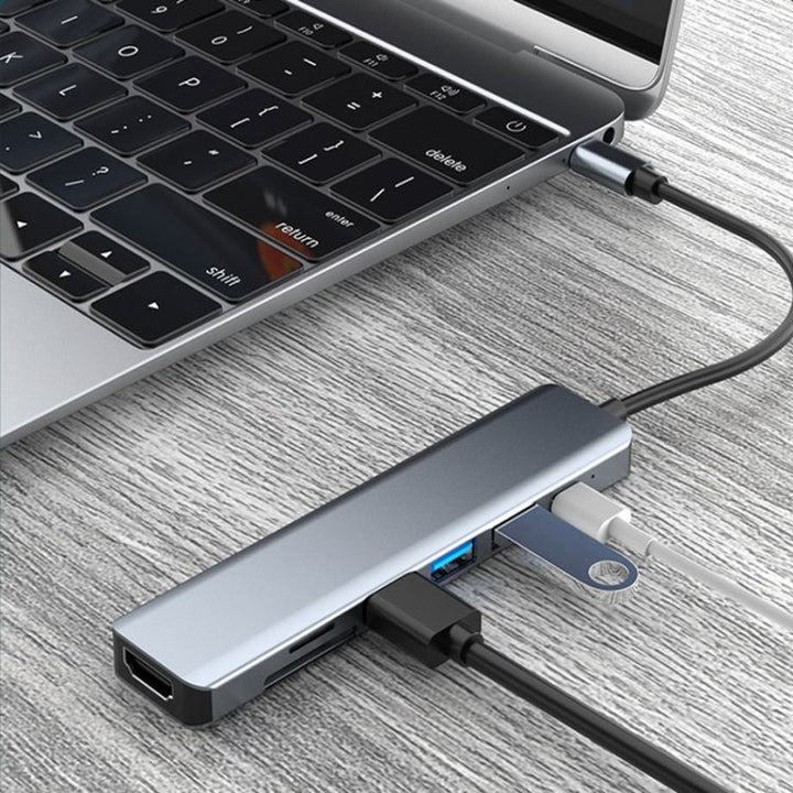 Lisslune | 7 In 1 HDMI+SD/TF+USB2.0x2+USB3.0+PD to Type-C HUB Docking Station