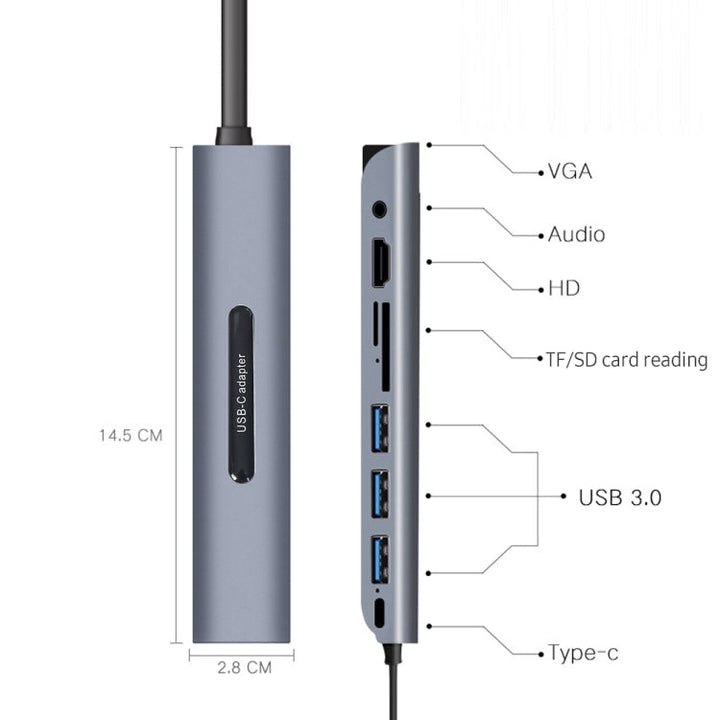 Lisslune | V161B 9-in-1 Type-C to HD / VGA / USB3.0 / SD / 3.5mm Audio / TF-Card Reader HUB
