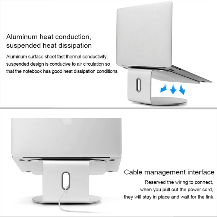Lisslune | AP-2S Aluminum Alloy Laptop Stand 360 Degree Rotatable Cooler