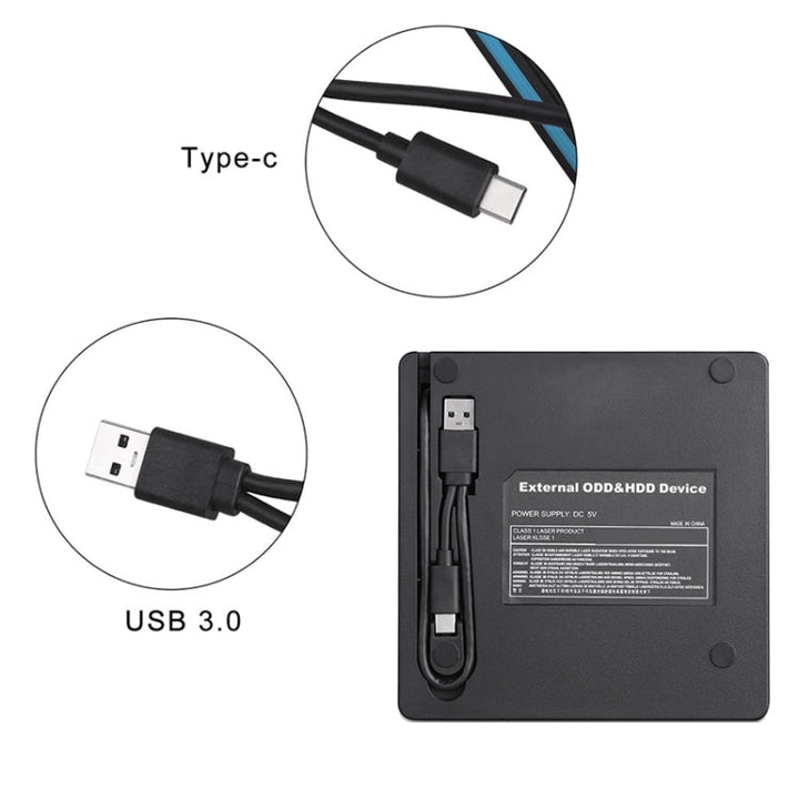 Lisslune | Universal Optical Drive Typ-C USB 3.0 External DVD/CD/VCD Burner RW SVCD Drive Player