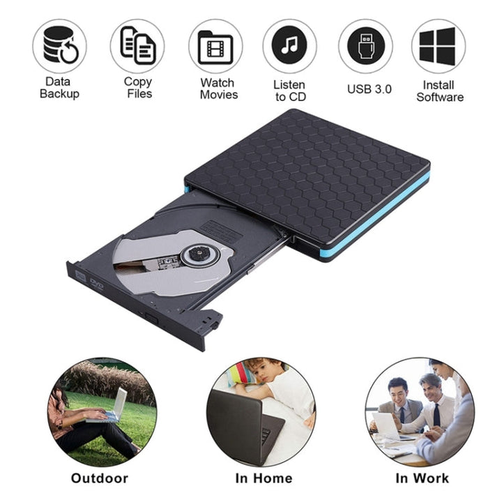 Lisslune | Universal Optical Drive Typ-C USB 3.0 External DVD/CD/VCD Burner RW SVCD Drive Player