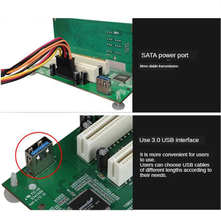 Lisslune | PCIe to Dual PCI Slot Adapter Card USB 3.0 Expansion Card