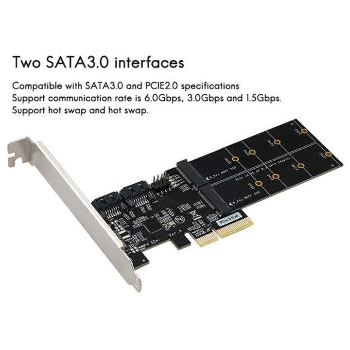 Lisslune | SATA3.0 PCIE3.0 to 2-port M.2 (B-KEY) adapter card