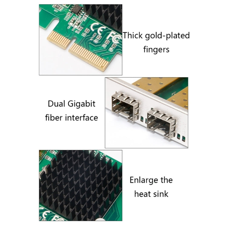 Lisslune | 1000Mbps Ethernet PCIE to Dual Ports Fiber Network Card