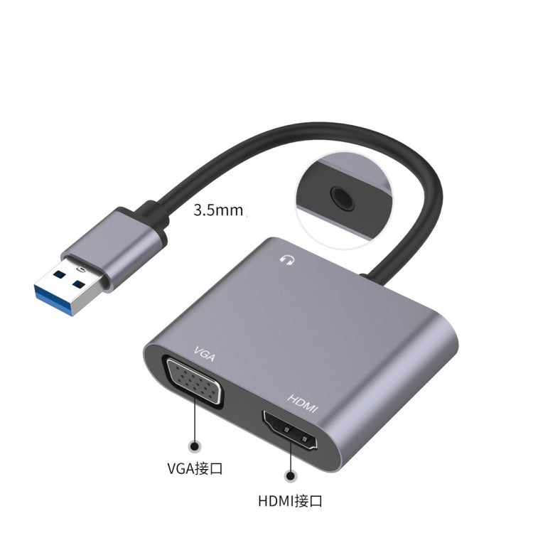 Lisslune | 3 in 1 USB to HDMI / VGA / Audio HUB Adapter