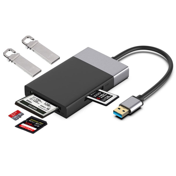 Lisslune | 6-in-1 USB 3.0 to USB3.0 x 2+CF card+TF card+SD card+XQD card HUB adapter