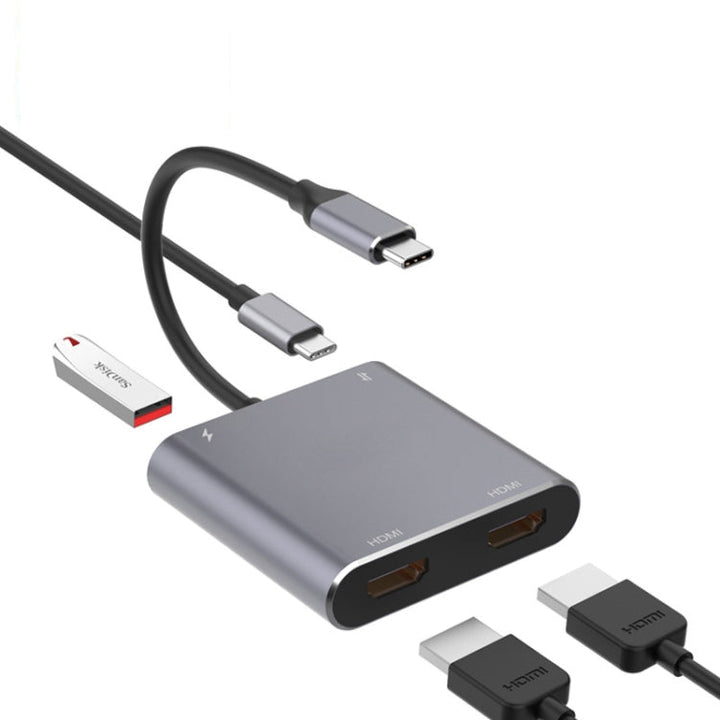 Lisslune | 4 in 1 Type-C to Dual HDMI + USB + Type-C HUB Adapter