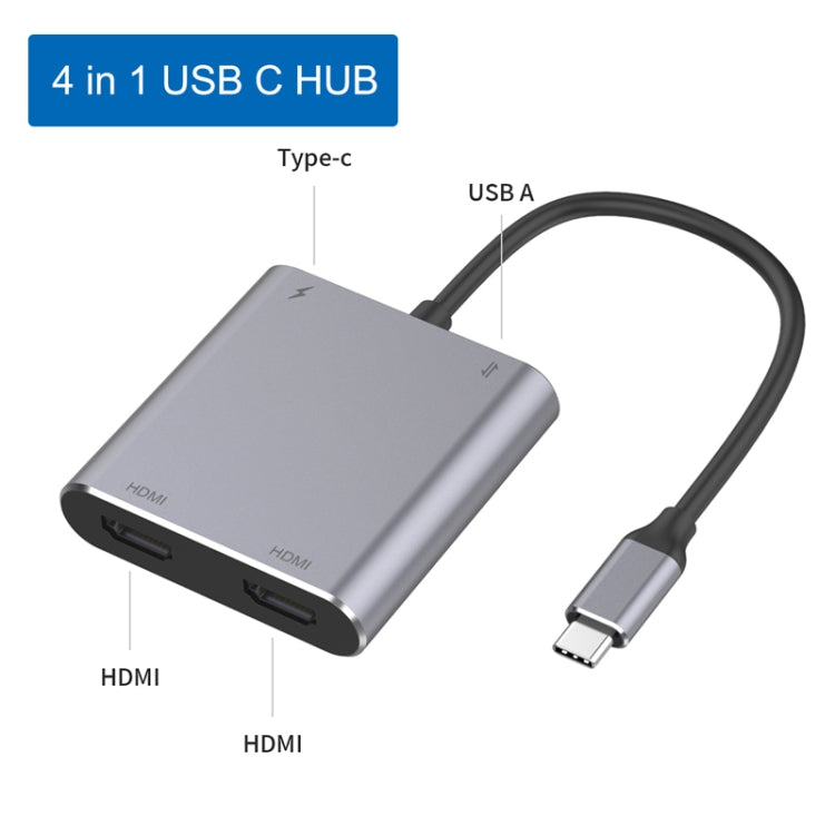 Lisslune | 4 in 1 Type-C to Dual HDMI + USB + Type-C HUB Adapter