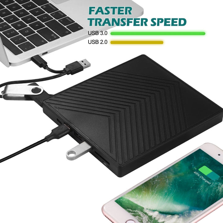 Lisslune | 6-in-1 CD and DVD recorder External USB 3.0 drive