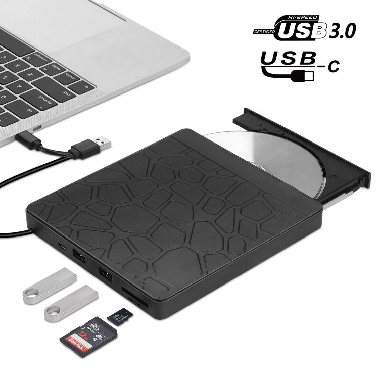 Lisslune | Multifunctional external DVD drive USB3.0 CD DVD +/-RW burner with SD slot