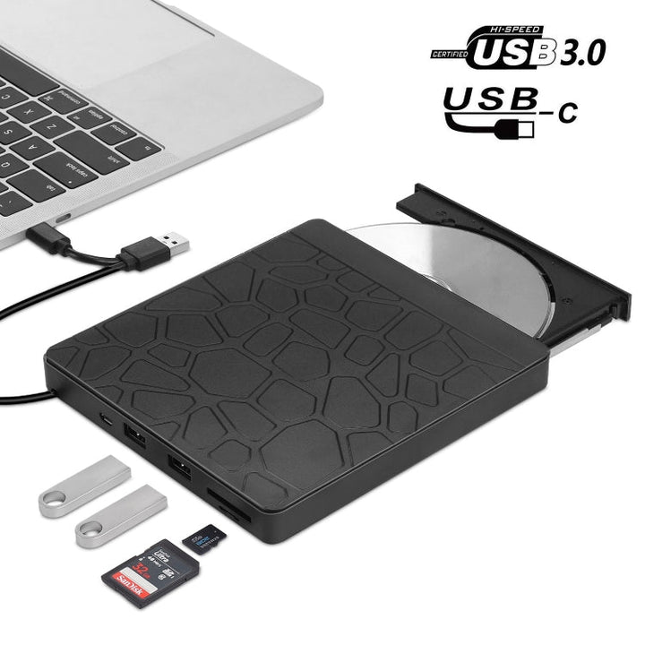 Lisslune | Multifunctional external DVD drive USB3.0 CD DVD +/-RW burner with SD slot
