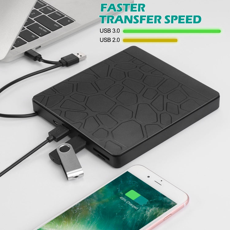 Lisslune | Multifunctional external DVD drive USB3.0 CD DVD +/-RW burner with SD slot