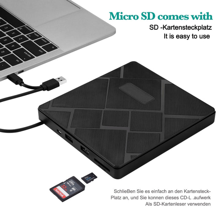 Lisslune | USB 3.0 Type-C DVD Player CD Burner ROM +/-RW optical drive writing device