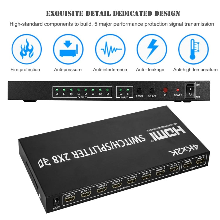 Lisslune | HDMI 2-in-8 Full HD 4K x 2K Video Switch