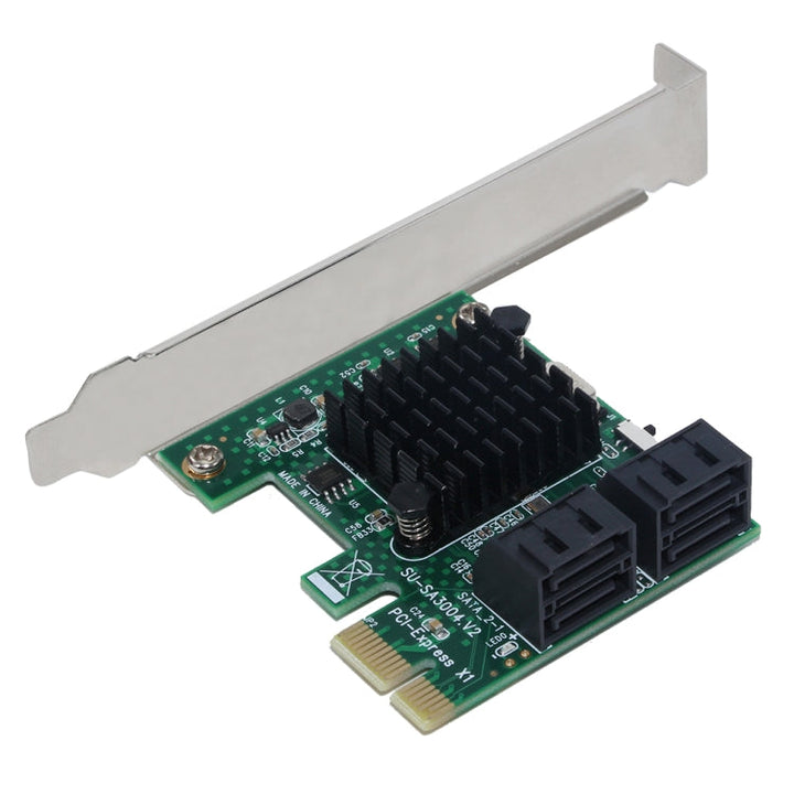 Lisslune | PCI Express 4 Port PCI-E X1/X4/X8/X16 Converter PCIe to SATA Expansion Adapter