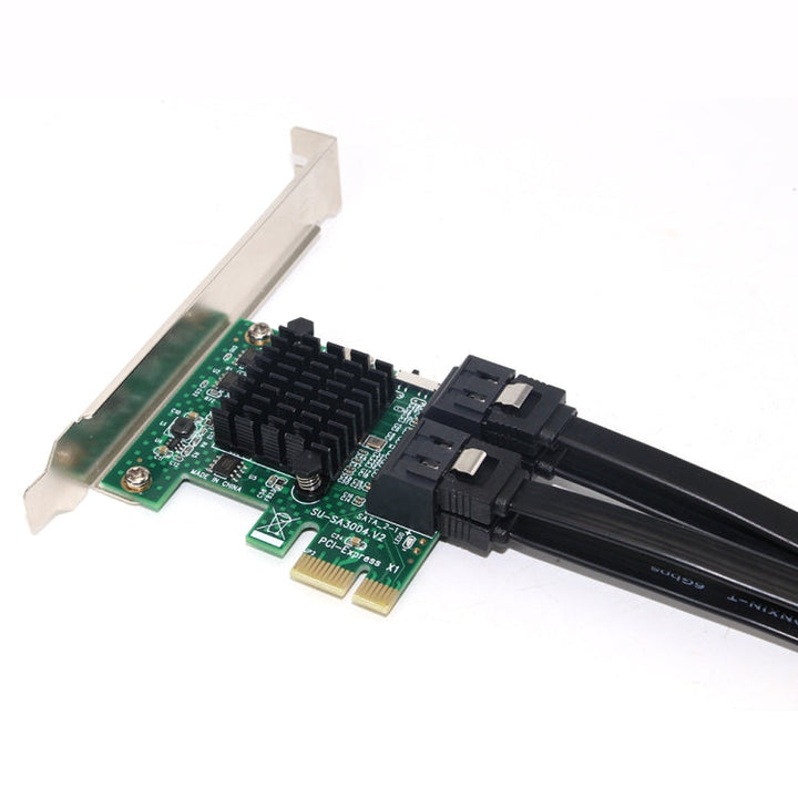 Lisslune | PCI Express 4 Port PCI-E X1/X4/X8/X16 Converter PCIe to SATA Expansion Adapter