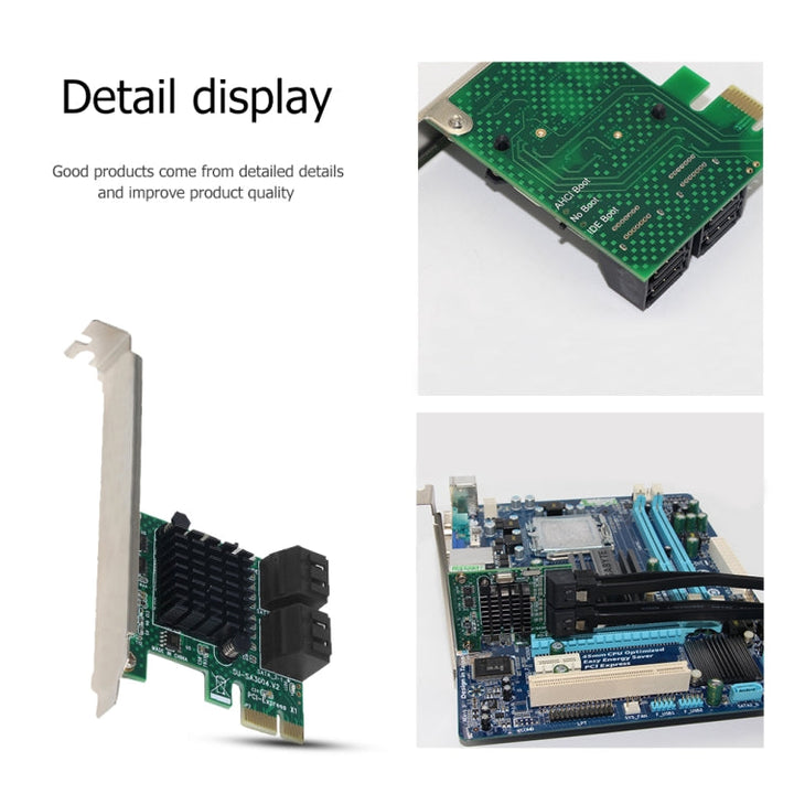 Lisslune | PCI Express 4 Port PCI-E X1/X4/X8/X16 Converter PCIe to SATA Expansion Adapter