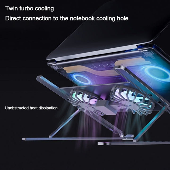 Lisslune | BONERUY P11F Adjustable Laptop Stand Cooler Holder with Dual Fans