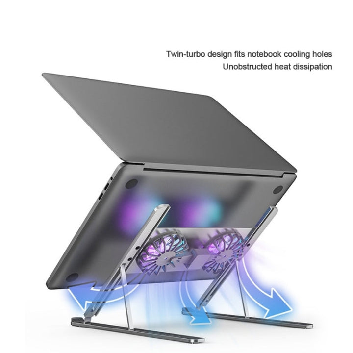 Lisslune | BONERUY P11F Adjustable Laptop Stand Cooler Holder with Dual Fans