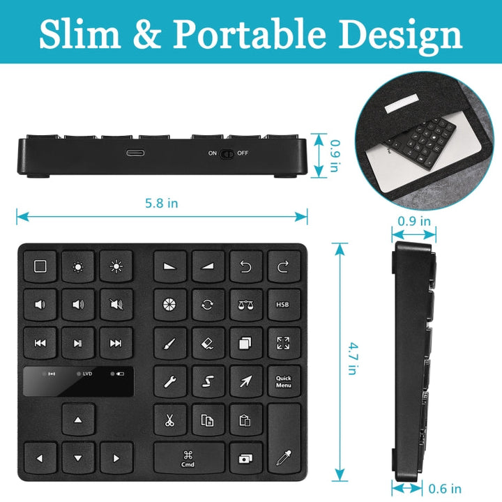 Lisslune | MC-533 Bluetooth 5.0 Painting Keyboard 35 Keys Numeric Keypad Wireless Digital Keyboard