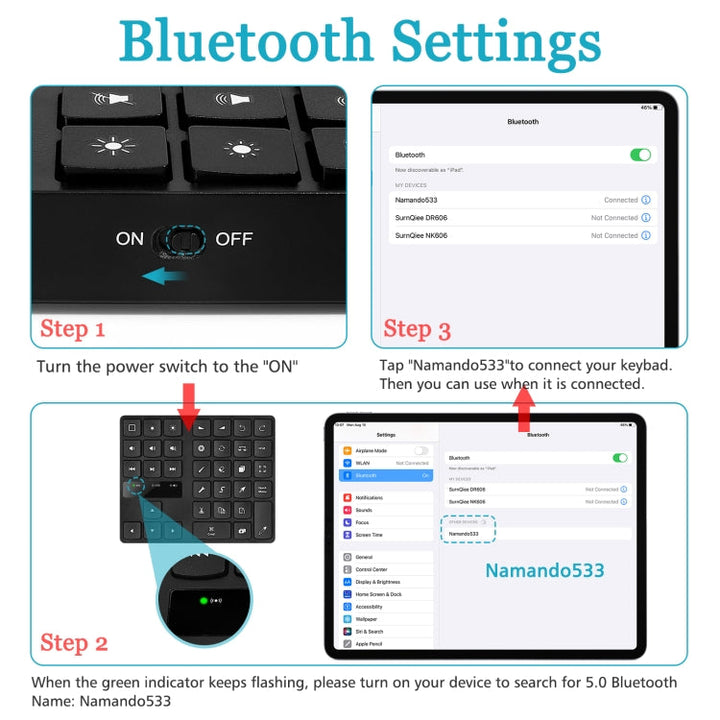 Lisslune | MC-533 Bluetooth 5.0 Painting Keyboard 35 Keys Numeric Keypad Wireless Digital Keyboard