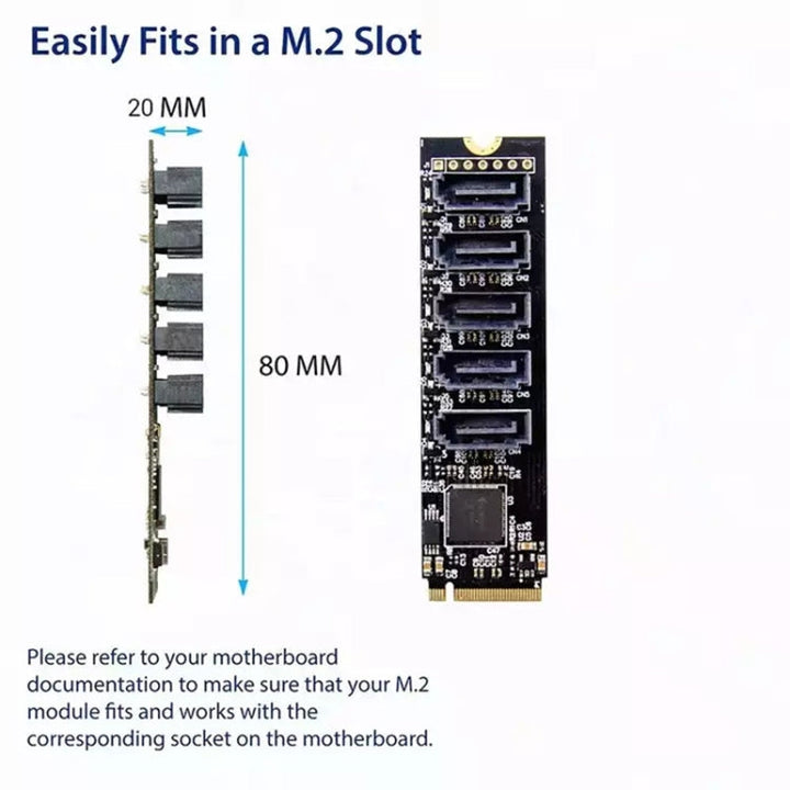 Lisslune | ST532 M.2 NGFF to 5 Ports SATA3.0 Hard Drive Expansion Card Adapter In Stock