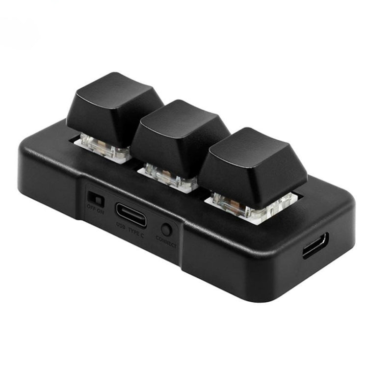 Lisslune | MK321BT Bluetooth 5.1 3 Keys Adjustable Keys Game Office PS Clip Macro Programming Keyboard (Black)