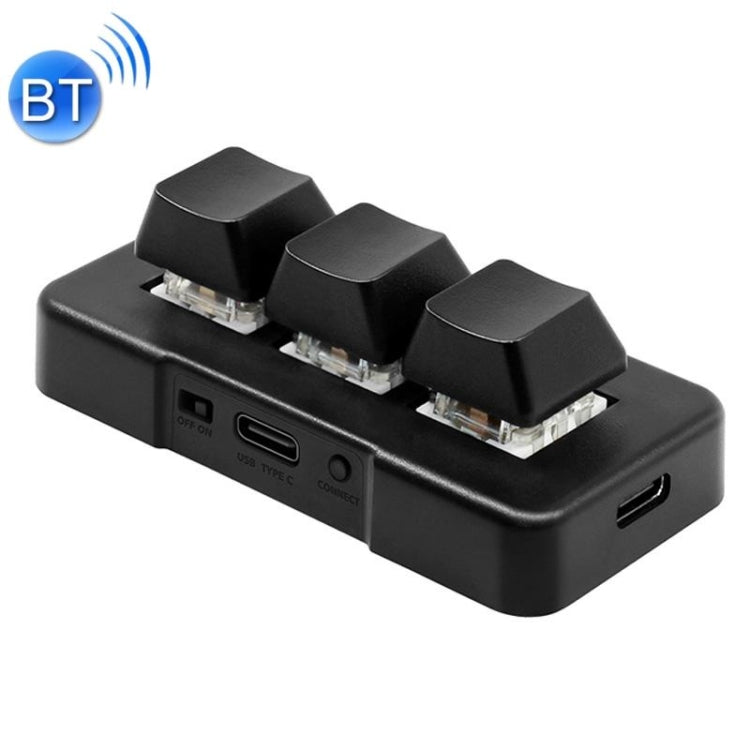 Lisslune | MK321BT Bluetooth 5.1 3 Keys Adjustable Keys Game Office PS Clip Macro Programming Keyboard (Black)