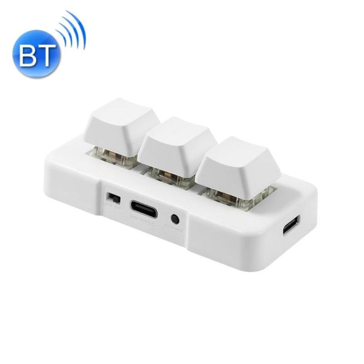 Lisslune | MK321BT Bluetooth 5.1 3 Keys Custom Keys Gaming Office PS Clip Macro Programming Keyboard (White)