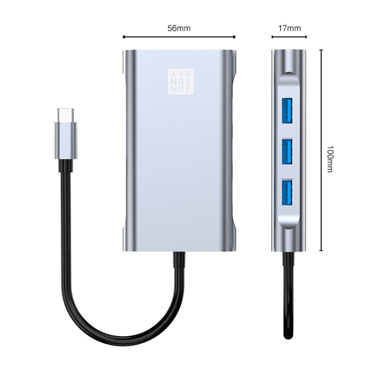 Lisslune | JUNSUNMAY 7 in 1 Type-C to 4K HDMI / VGA / 1000M Ethernet Docking Station Adapter USB C Hub