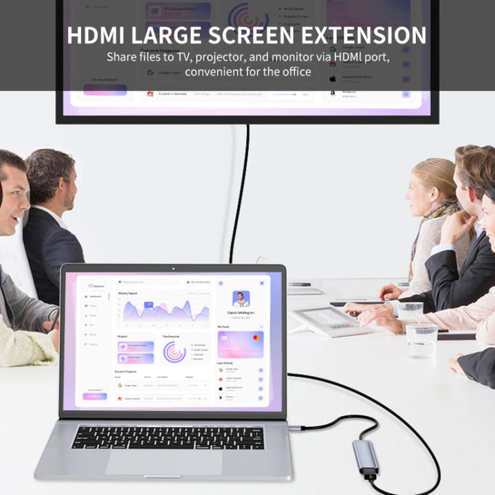 Lisslune | JUNSUNMAY 6 in 1 Type-C to 4K HDMI Docking Station Adapter USB-C PD Fast Charge Hub SD/TF Card Reader