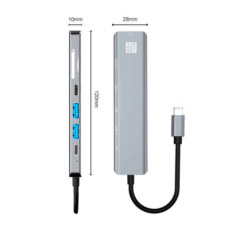 Lisslune | JUNSUNMAY 7 in 1 Type-C to 4K HDMI Docking Station Adapter PD Fast Charging Hub SD/TF Card Reader