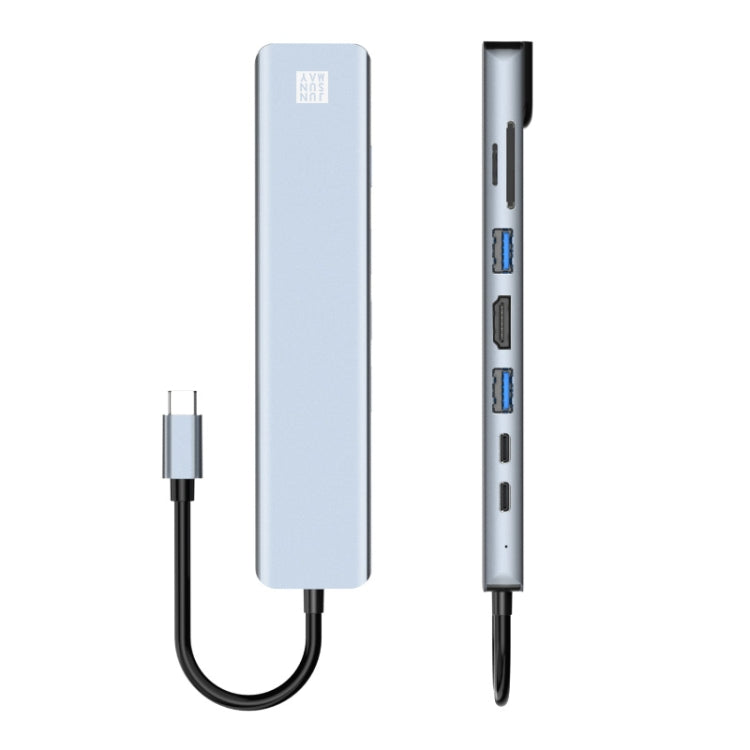 Lisslune | JUNSUNMAY 8 in 1 Type-C to 4K HDMI / Ethernet Docking Station Adapter PD Fast Charging Hub SD/TF Card Reader
