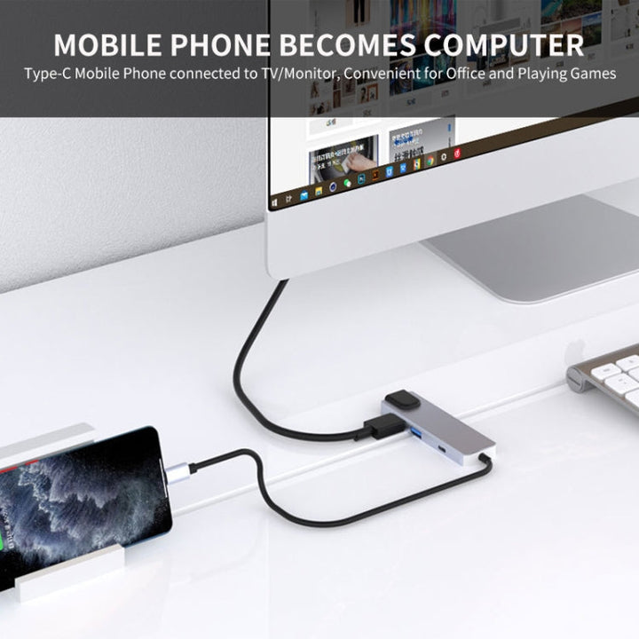 Lisslune | JUNSUNMAY 6 in 1 Type-C to 4K HDMI / Ethernet Docking Station Adapter PD Fast Charge Hub SD/TF Card Reader