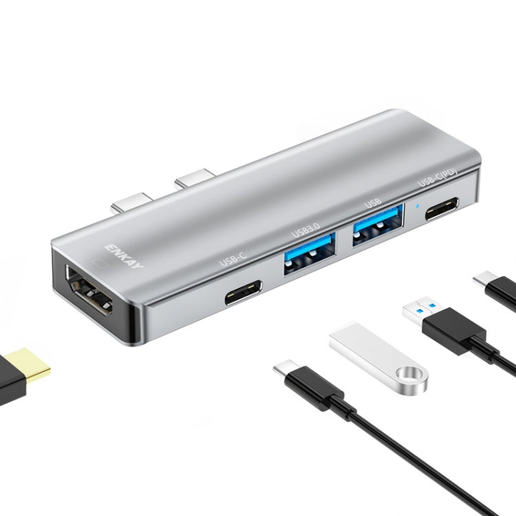 Lisslune | ENKAY Hat-Prince 5 in 2 Hub Type-C to 4K HDMI / USB 3.0 Docking Station Adapter
