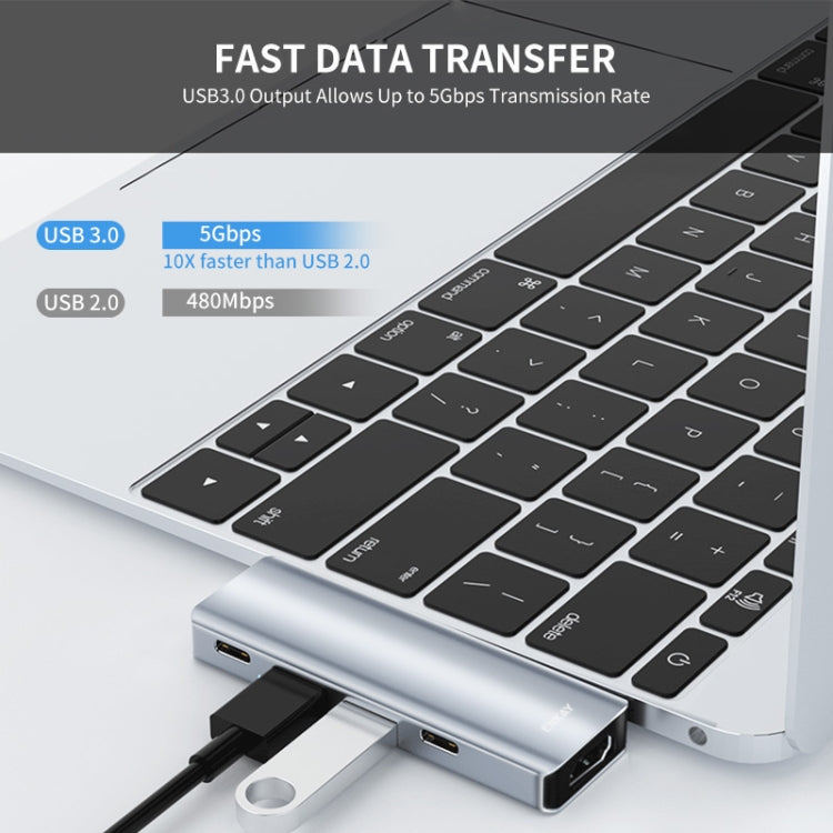 Lisslune | ENKAY Hat-Prince 5 in 2 Hub Type-C to 4K HDMI / USB 3.0 Docking Station Adapter