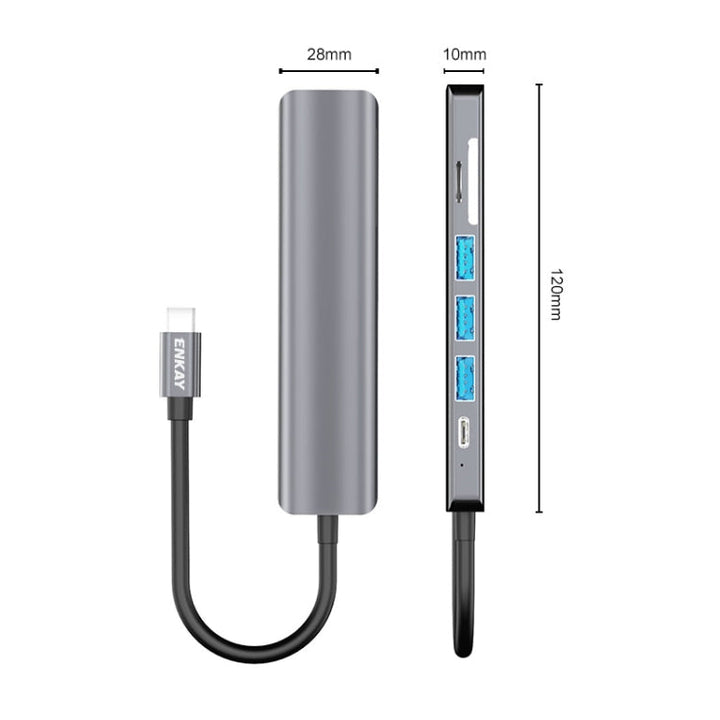 Lisslune | ENKAY Hat-Prince 7 in 1 Type-C to 4K HDMI Docking Station Adapter PD Fast Charging Hub SD/TF Card Reader