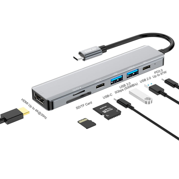 Lisslune | ENKAY Hat-Prince 7 in 1 Type-C to 4K HDMI Docking Station Adapter PD Fast Charging Hub