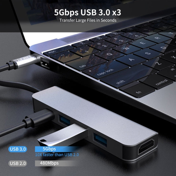 Lisslune | ENKAY Hat-Prince 5 in 1 Type-C Hub 4K HDMI Converter Docking Station USB 3.0 Adapter