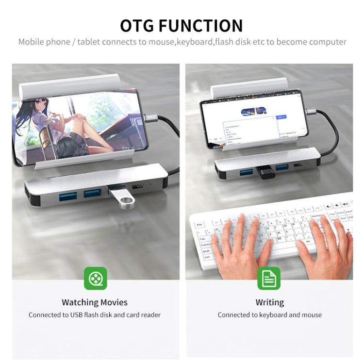 Lisslune | ENKAY Hat-Prince 5 in 1 Type-C Hub 4K HDMI Converter Docking Station USB 3.0 Adapter