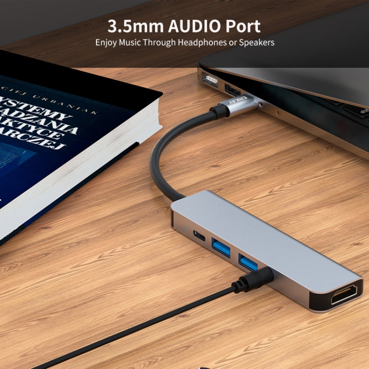 Lisslune | ENKAY Hat-Prince 5 in 1 Type-C Hub 4K HDMI Converter Docking Station 3.5mm Audio Jack Adapter