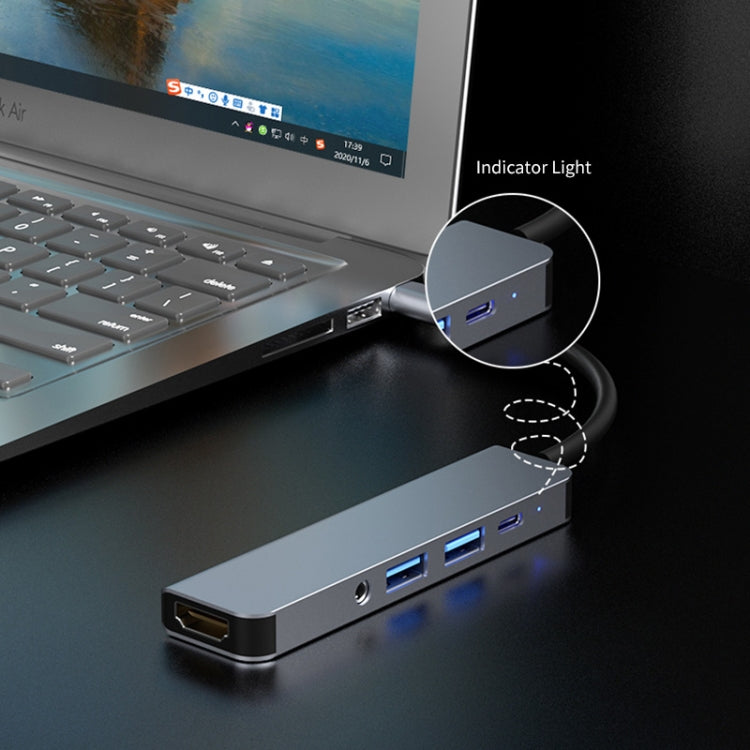 Lisslune | ENKAY Hat-Prince 5 in 1 Type-C Hub 4K HDMI Converter Docking Station 3.5mm Audio Jack Adapter