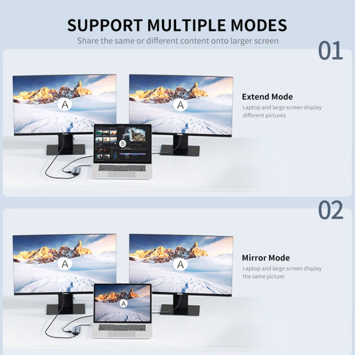 Lisslune | JUNSUNMAY 8 in 1 Type-C to 4K HDMI + VGA Docking Station Adapter PD Fast Charging Hub
