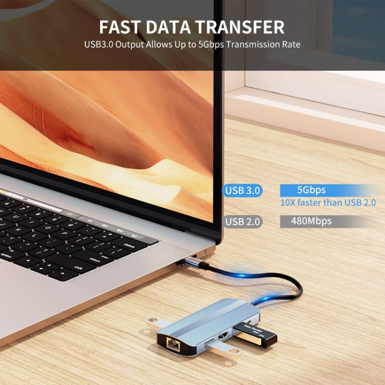 Lisslune | JUNSUNMAY 8 in 1 Type-C to 4K HDMI + RJ45 Ethernet Hub Docking Station Adapter